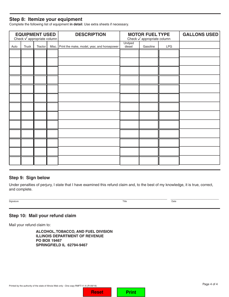 Form RMFT-11-A (REV03) Illinois Motor Fuel Tax Refund Claim - Illinois, Page 4