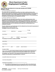 Document preview: Form IL452FL04 Employment Certificate - Illinois