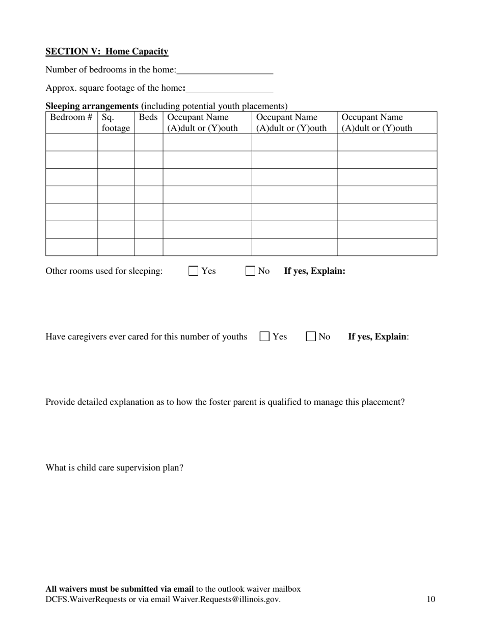 Form CFS301-80 Waiver of Exception to Placement Restriction for Unlicensed Homes - Illinois, Page 10