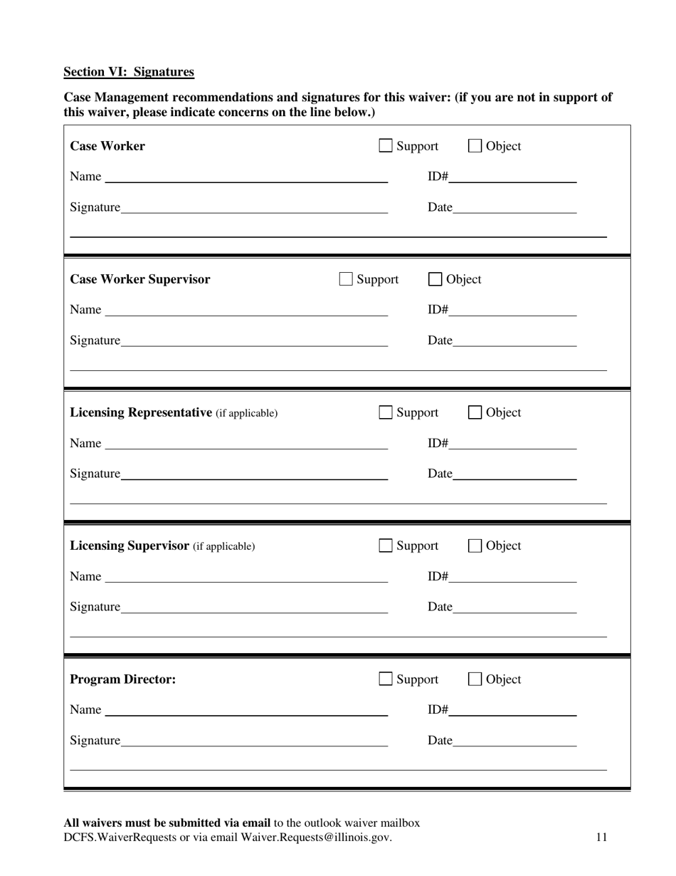 Form CFS301-80 Waiver of Exception to Placement Restriction for Unlicensed Homes - Illinois, Page 11