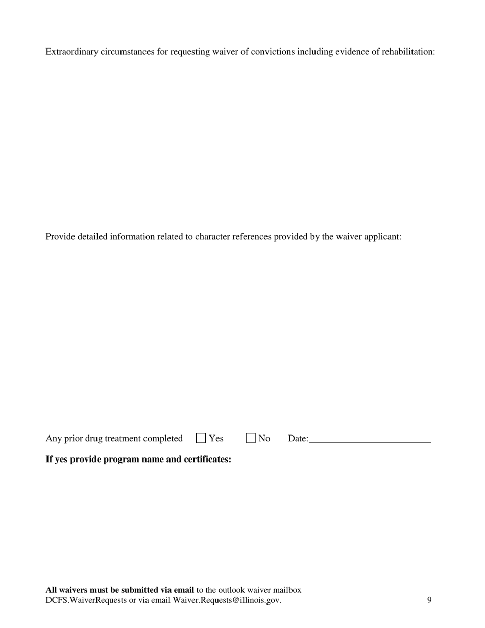 Form CFS301-80 Waiver of Exception to Placement Restriction for Unlicensed Homes - Illinois, Page 9