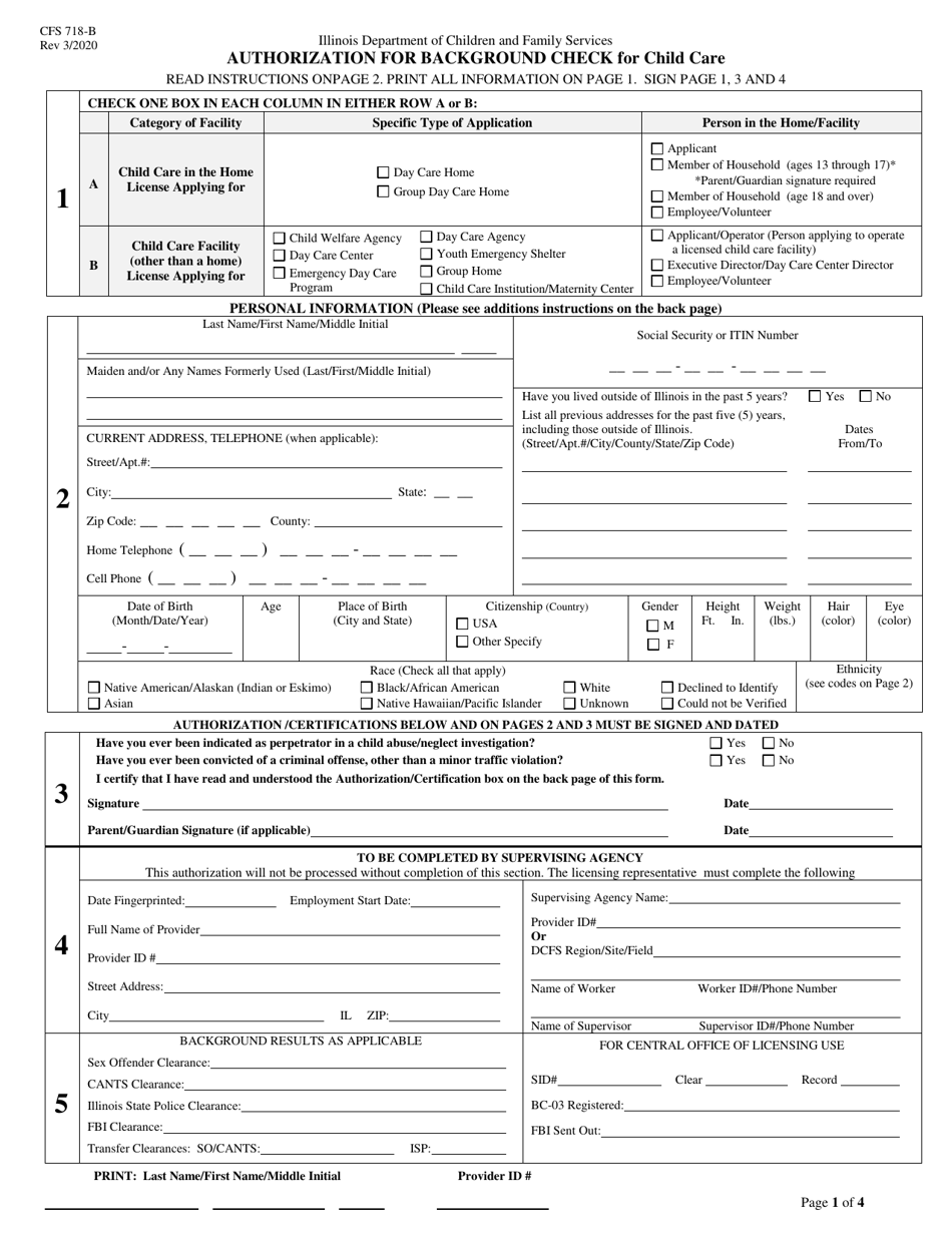 Form CFS718-B - Fill Out, Sign Online and Download Fillable PDF ...