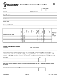 Form AER34 Consultant Airport Construction Personnel Plan - Illinois