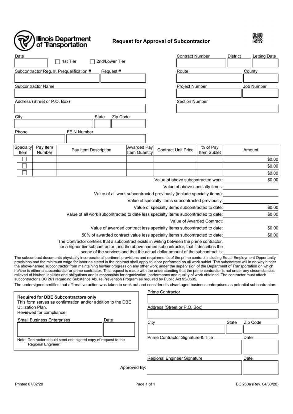 Form BC260A Download Fillable PDF or Fill Online Request for Approval ...