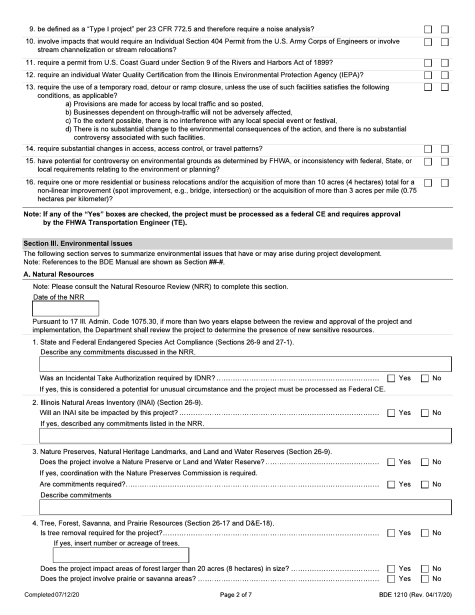 Form BDE1210 Phase I Checklist - Illinois, Page 2