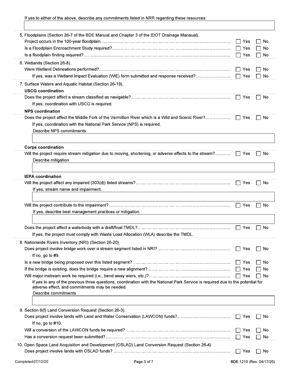 Form BDE1210 Phase I Checklist - Illinois, Page 3
