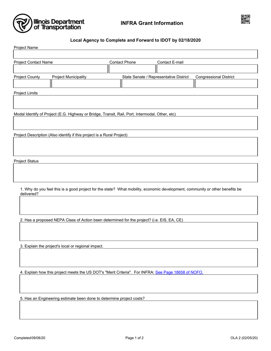 Form OLA2 Infra Grant Information - Illinois, Page 1