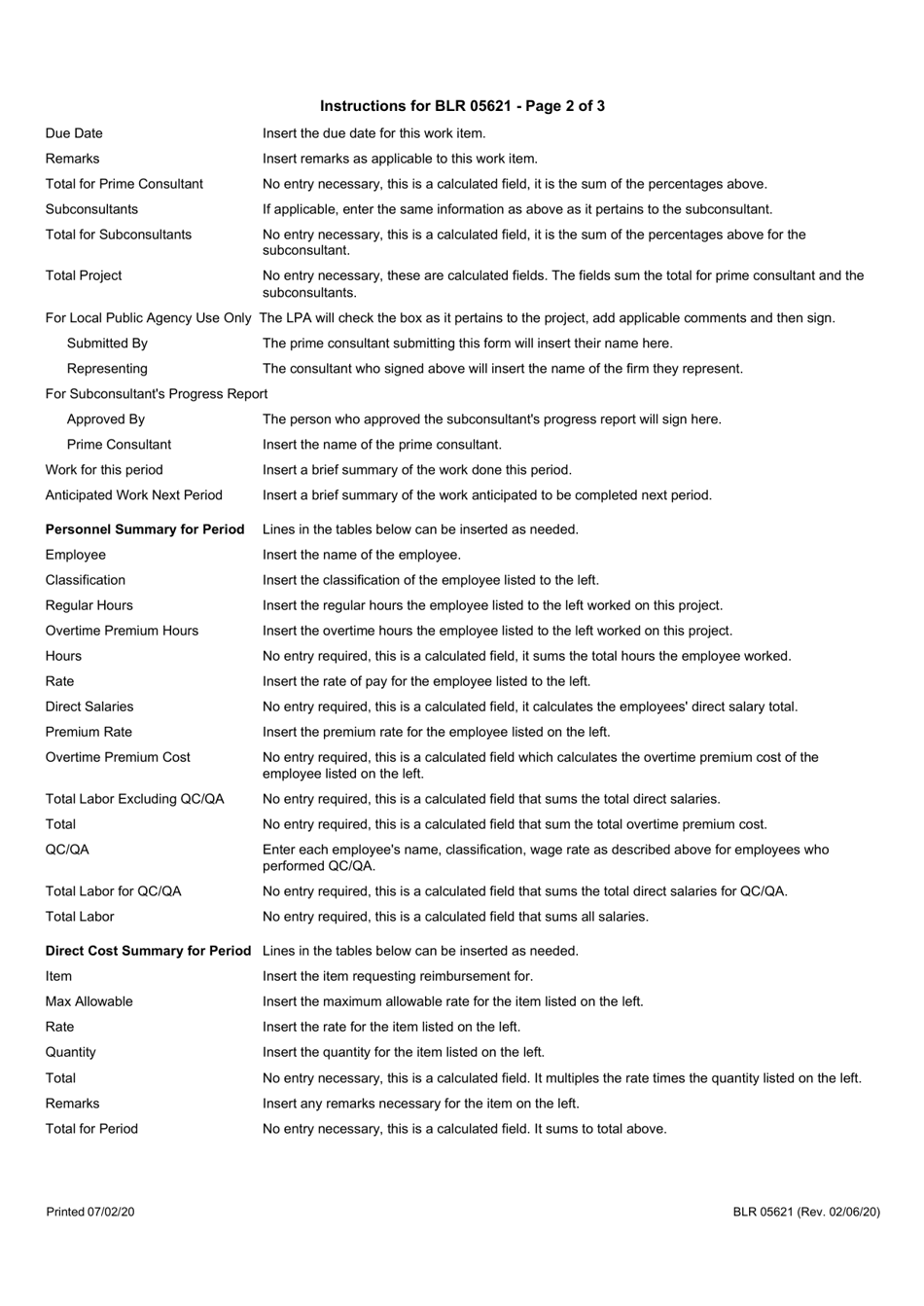 Form BLR05621 Local Public Agency Cost Plus Fixed Fee Invoice - Illinois, Page 5