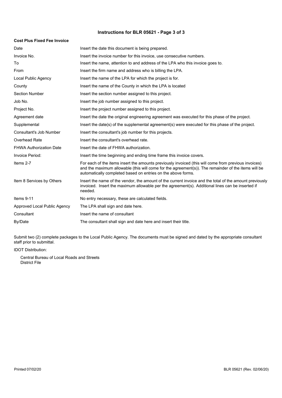 Form BLR05621 Local Public Agency Cost Plus Fixed Fee Invoice - Illinois, Page 6