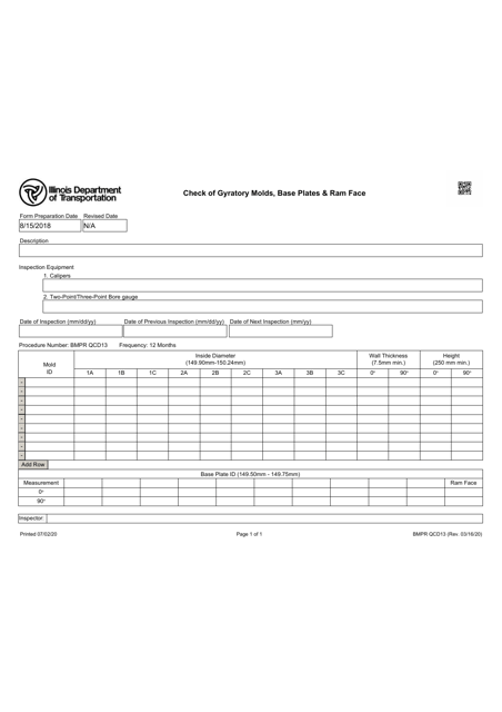 Form BMPR QCD13  Printable Pdf