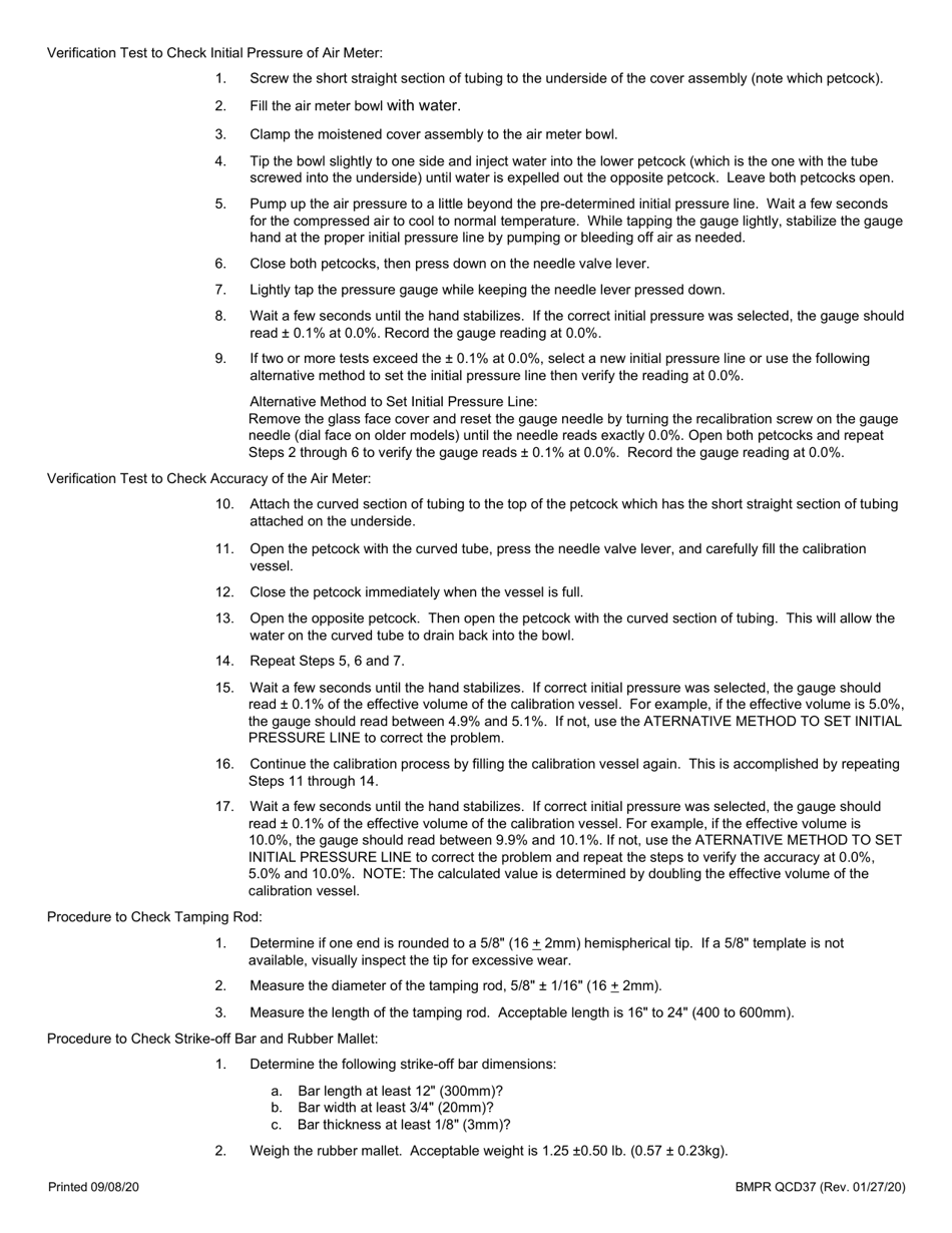Form BMPR QCD37 Standardization of Type b Air Meter - Illinois, Page 3