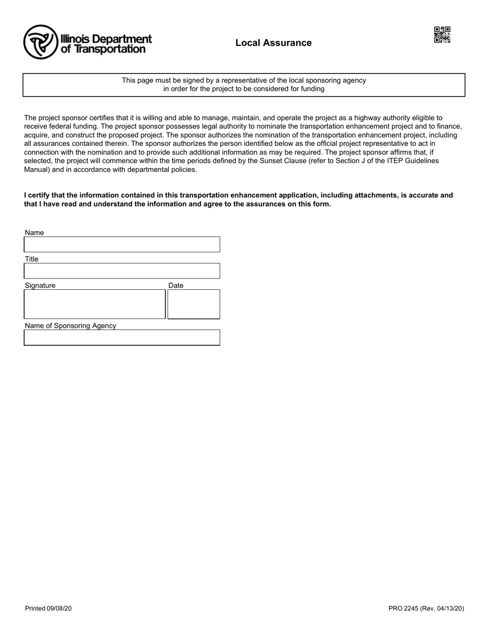 Form PRO2245 Local Assurance - Illinois, Page 1