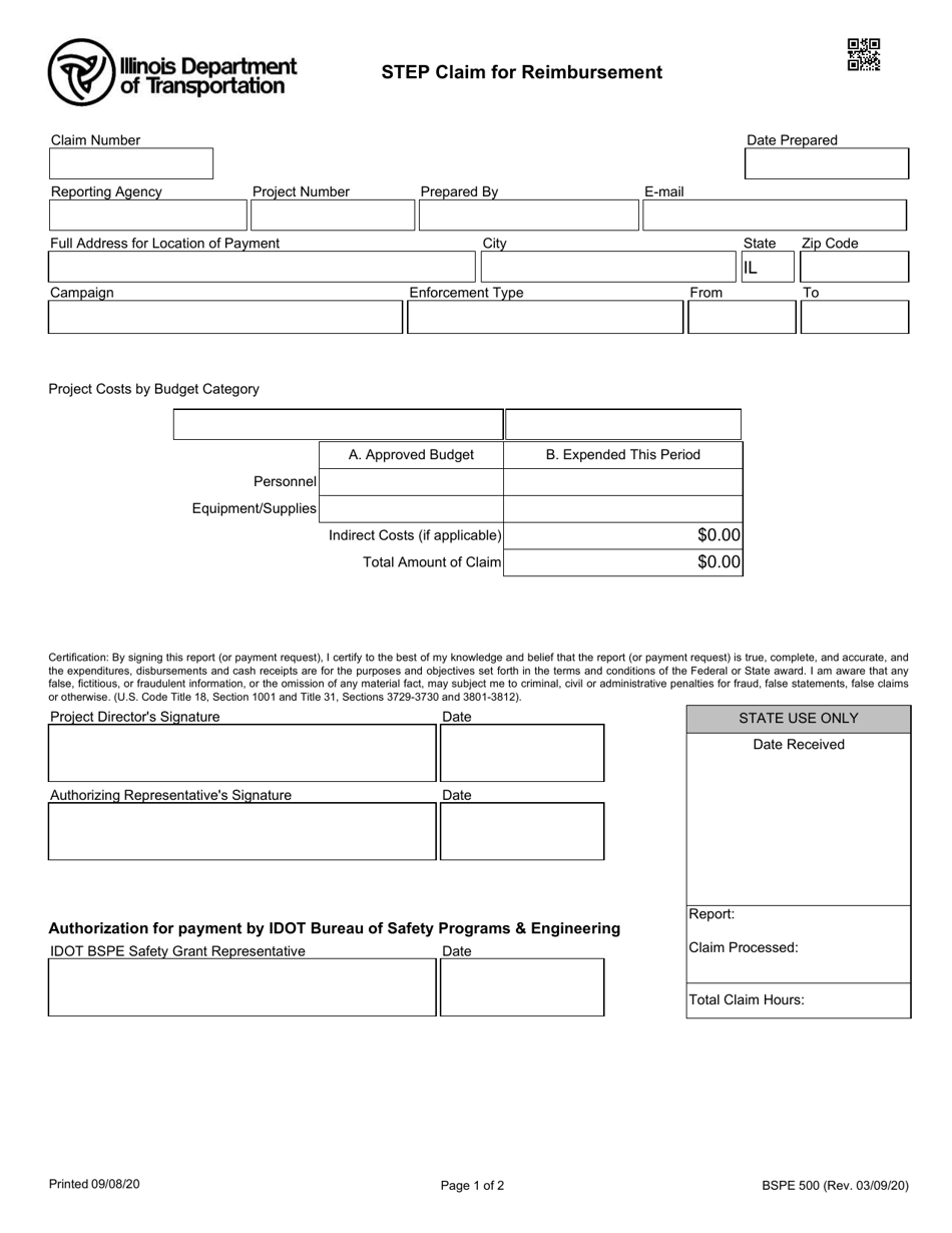 Form BSPE500 Step Claim for Reimbursement - Illinois, Page 1