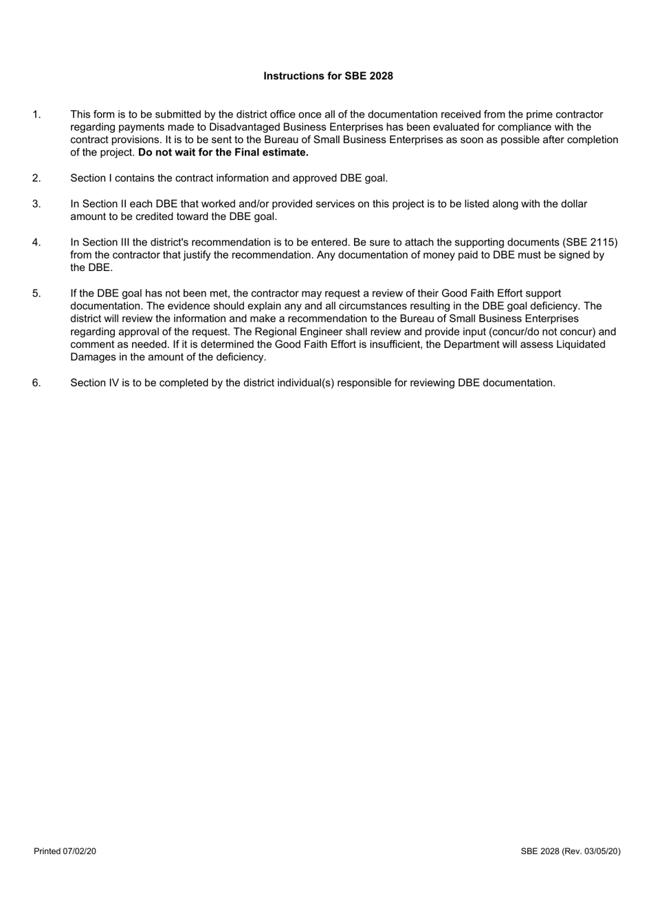Form SBE2028 Dbe Final Documentation - Illinois, Page 2