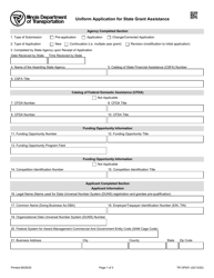 Document preview: Form TR OP001 Uniform Application for State Grant Assistance - Illinois