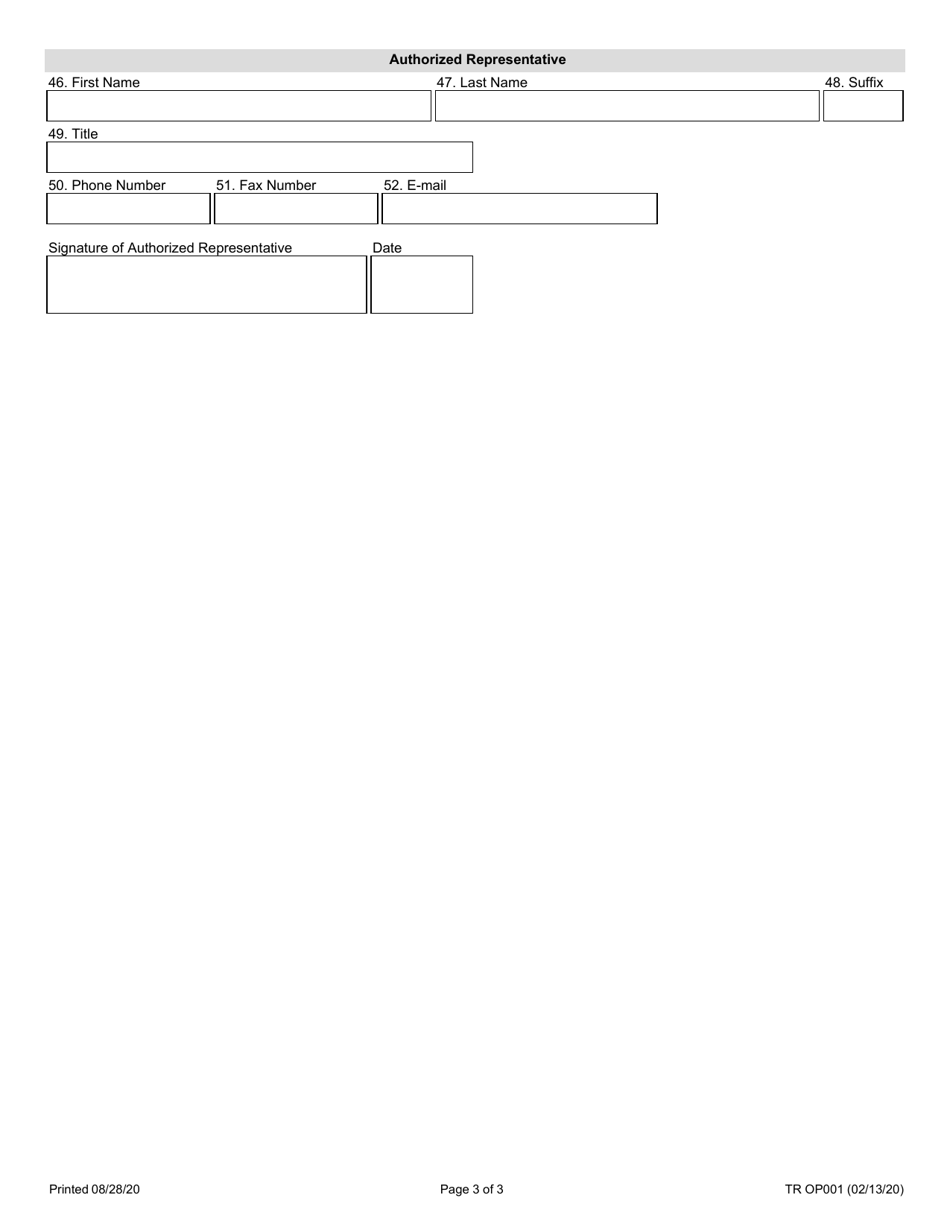 Form TR OP001 Uniform Application for State Grant Assistance - Illinois, Page 3