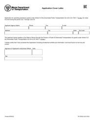 Document preview: Form TR OP002 Application Cover Letter - Illinois
