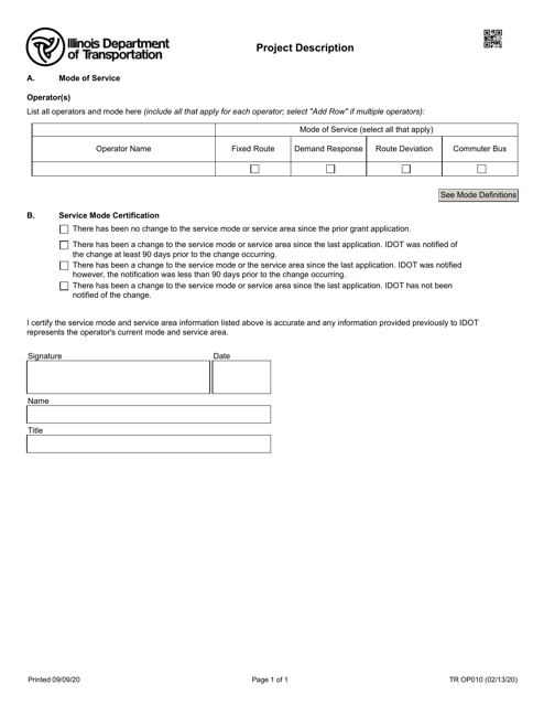 Form TR OP010  Printable Pdf