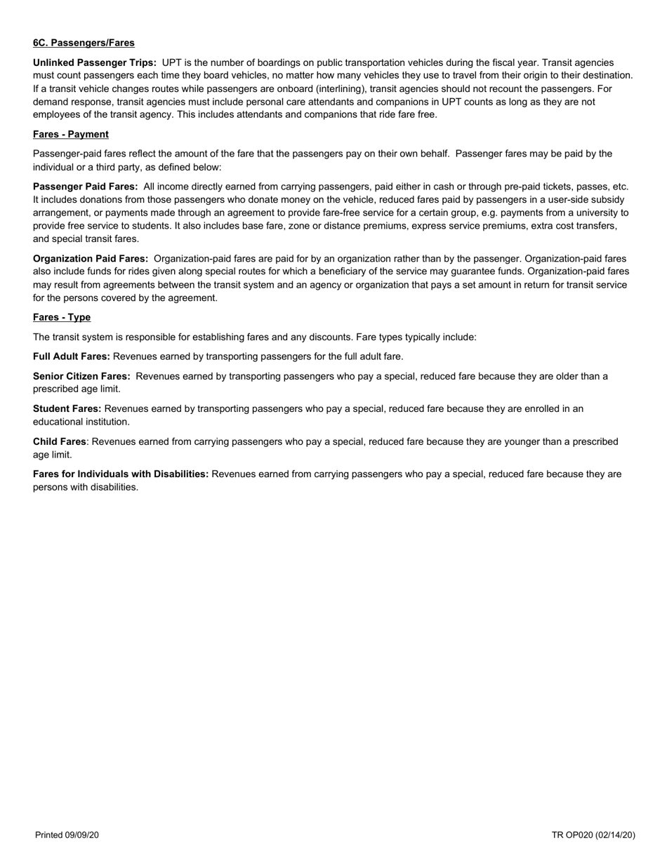 Form TR OP020 Estimated Directly Operated Service for Urban Areas - Illinois, Page 4