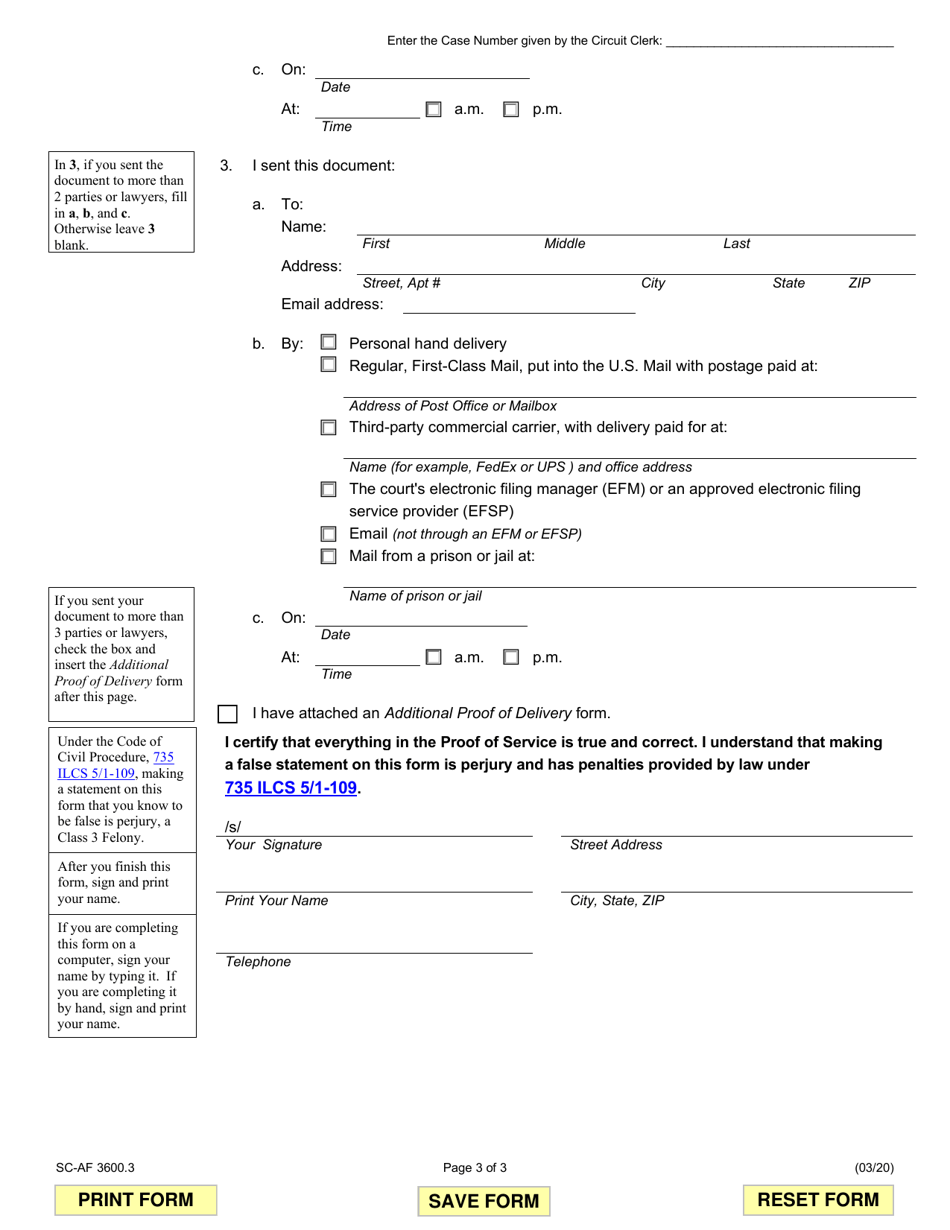 Form SC-AF3600.3 Identity Theft Affidavit (Credit Card or Debt Buyer Collection Action) - Illinois, Page 3