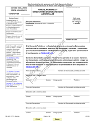 Document preview: Formulario MF-ADS917.1 Firmas, Nombres Y Direcciones De Demandados Adicionales - Illinois (Spanish)
