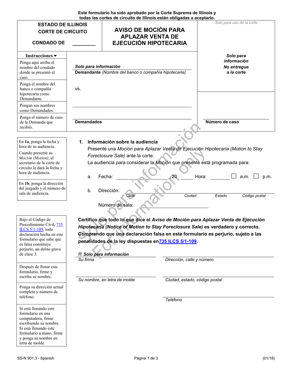 Formulario SS-N901.3 Aviso De Mocion Para Aplazar Venta De Ejecucion Hipotecaria - Illinois (Spanish), Page 1