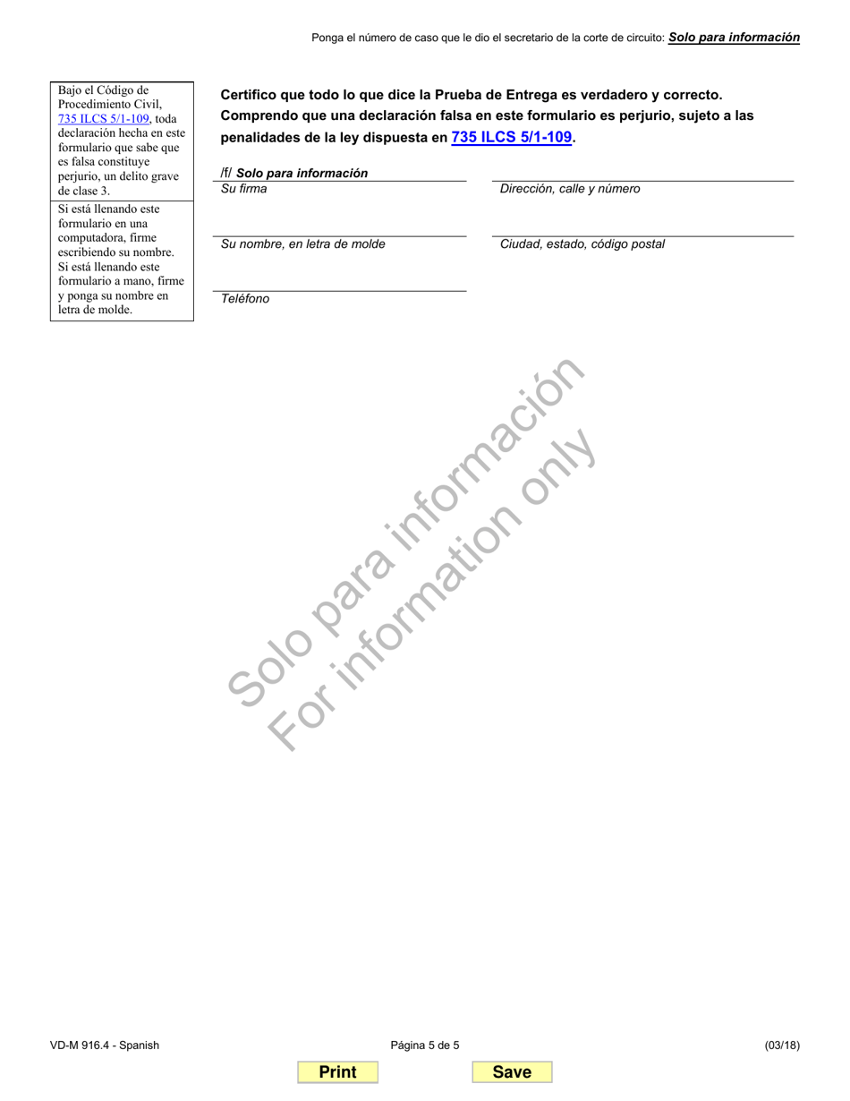Formulario VD-M916.4 Mocion Para Anular Fallo De Ejecucion Hipotecaria Por Falta De Comparecencia - Illinois (Spanish), Page 5