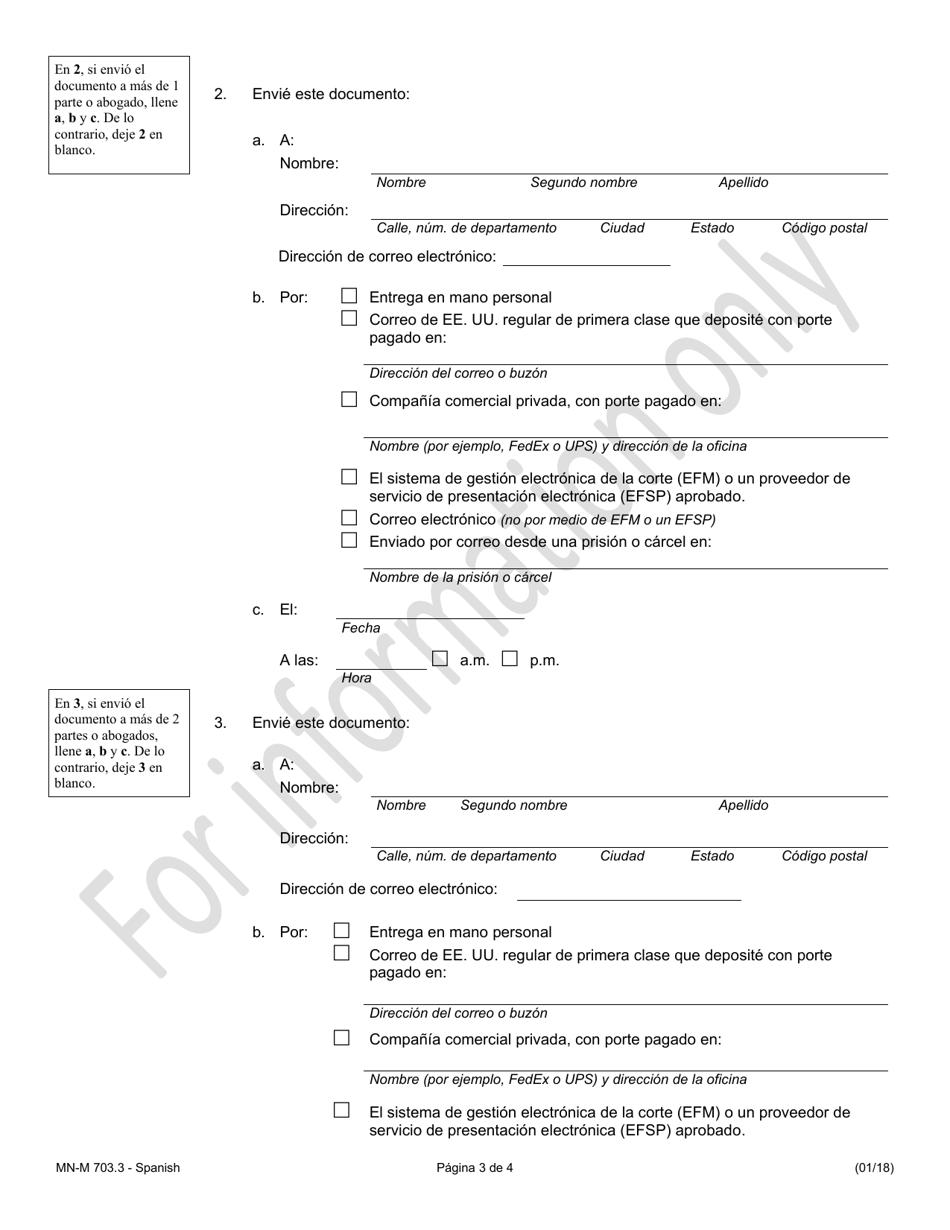 Formulario MN-M703.3 Mocion - Illinois (Spanish), Page 3