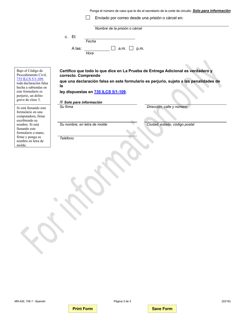 Formulario MN-ASL706.1 Prueba De Entrega Adicional - Illinois (Spanish), Page 3