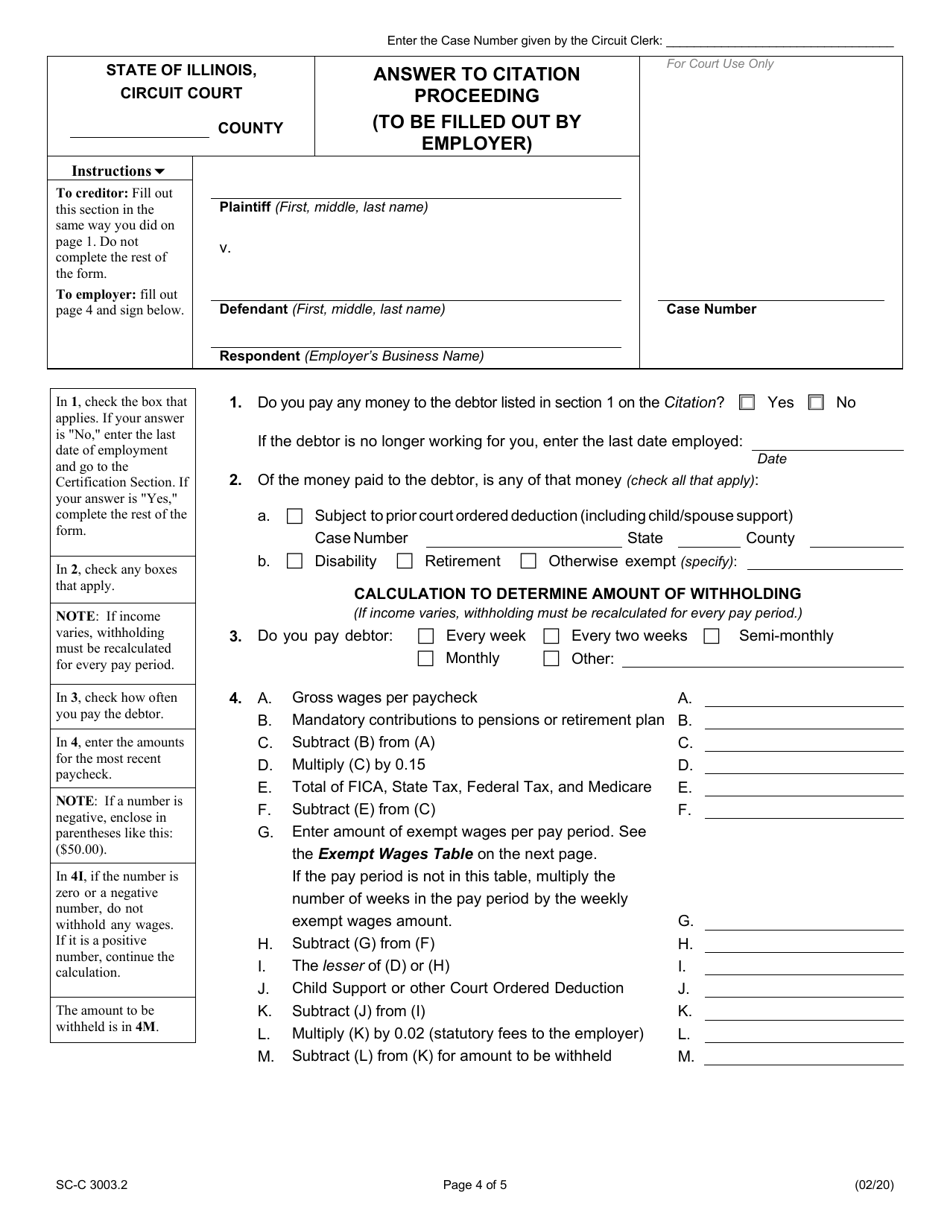 Form SC-C3003.2 Citation to Discover Assets to Debtors Employer - Illinois, Page 4