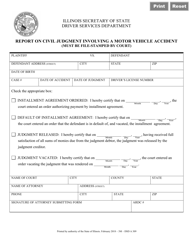 Document preview: Form DSD A309 Report on Civil Judgment Involving a Motor Vehicle Accident - Illinois