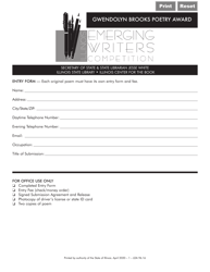 Form LD A96 Illinois Emerging Writers Competition - Entry Form - Illinois, Page 3