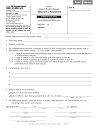 Document preview: Form UPA1001(H)/1102(G) Statement of Amendment - Illinois