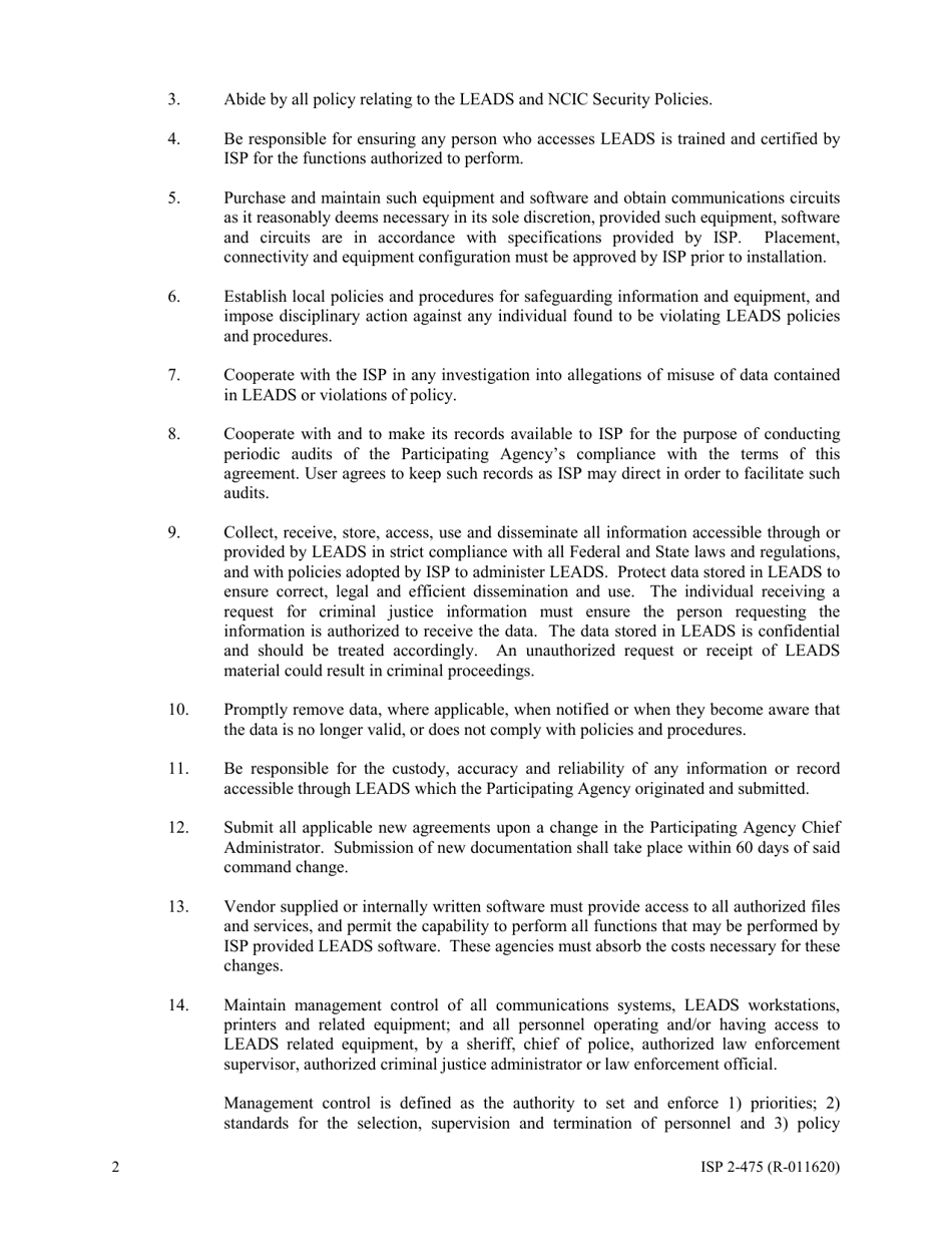 Form ISP2-475 Leads Agreement - Illinois, Page 2