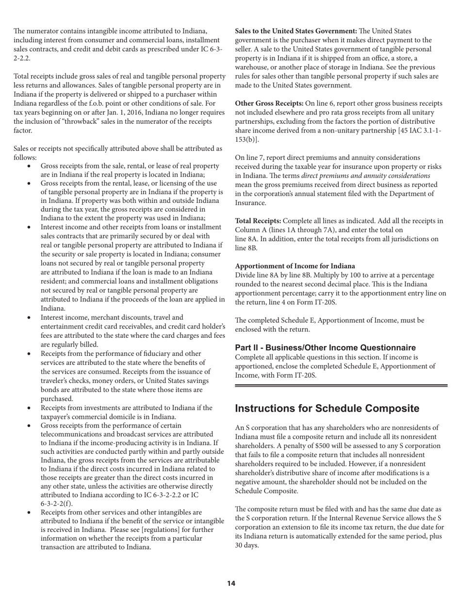 Instructions for Form IT-20S, State Form 10814 S Corporation Income Tax Return - Indiana, Page 14