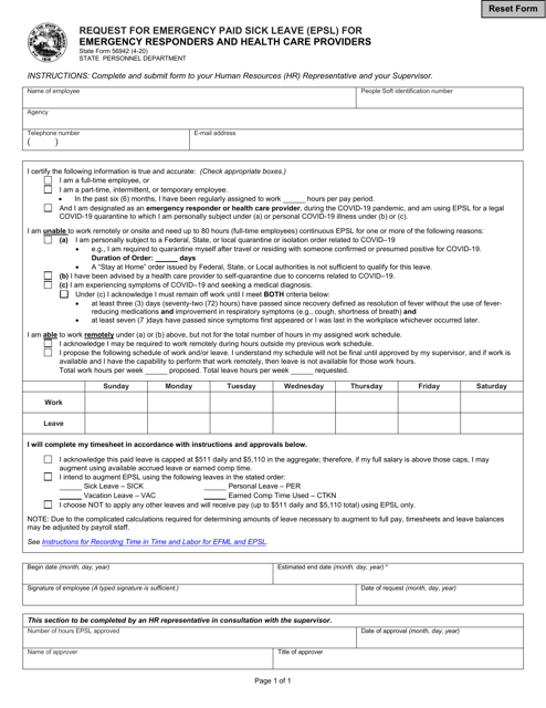 State Form 56942  Printable Pdf