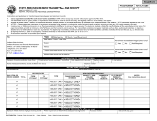 Document preview: State Form 48883 State Archives Record Transmittal and Receipt - Indiana