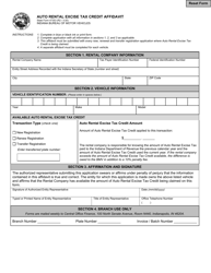 State Form 47353 &quot;Auto Rental Excise Tax Credit Affidavit&quot; - Indiana