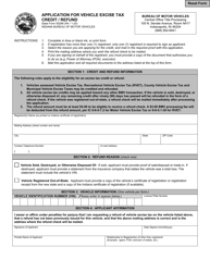 State Form 55296 &quot;Application for Vehicle Excise Tax Credit / Refund&quot; - Indiana