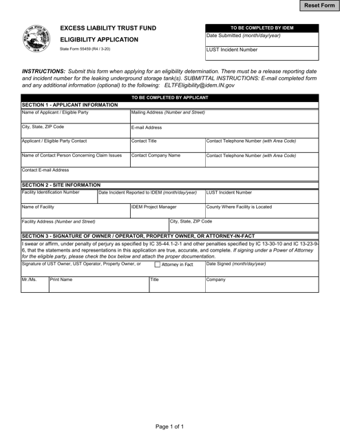 State Form 55459  Printable Pdf