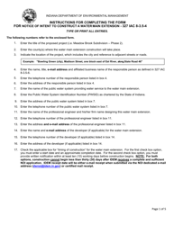 State Form 49008 Notice of Intent to Construct a Water Main Extension - Indiana