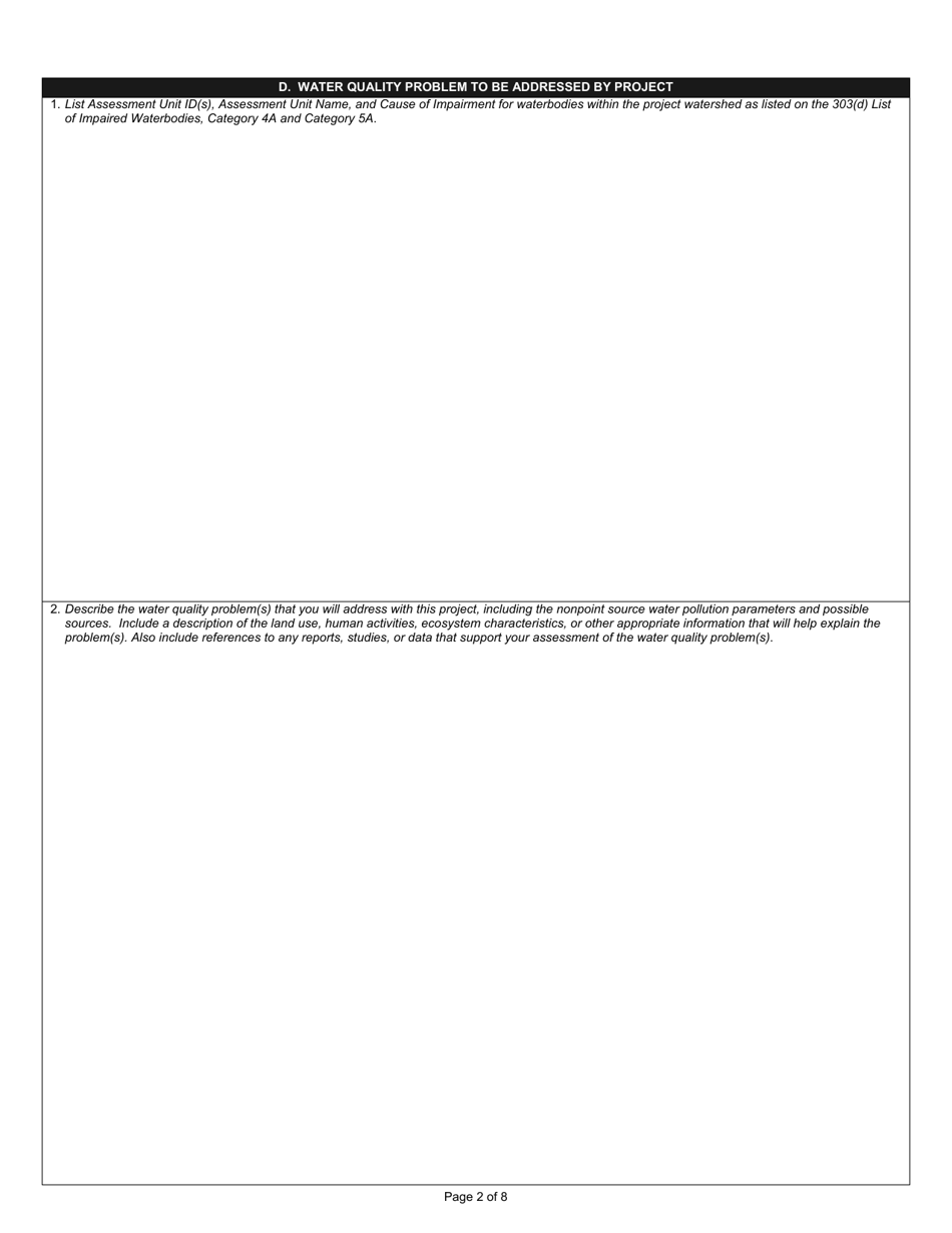 State Form 53970 Application for Section 205j Water Quality Planning Program Grant - Indiana, Page 2