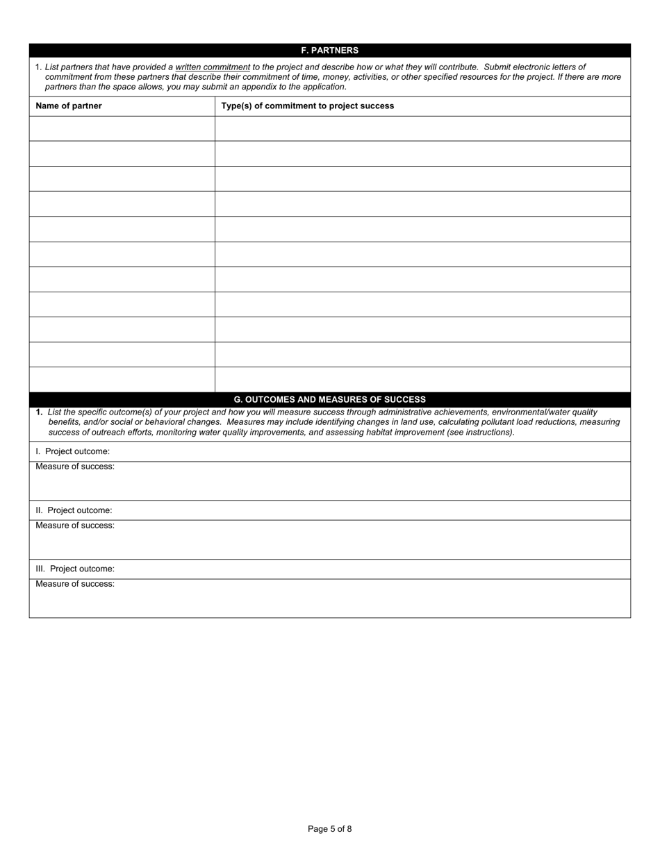 State Form 53970 Application for Section 205j Water Quality Planning Program Grant - Indiana, Page 5