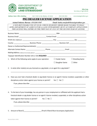 Pig Dealer License Application - Iowa