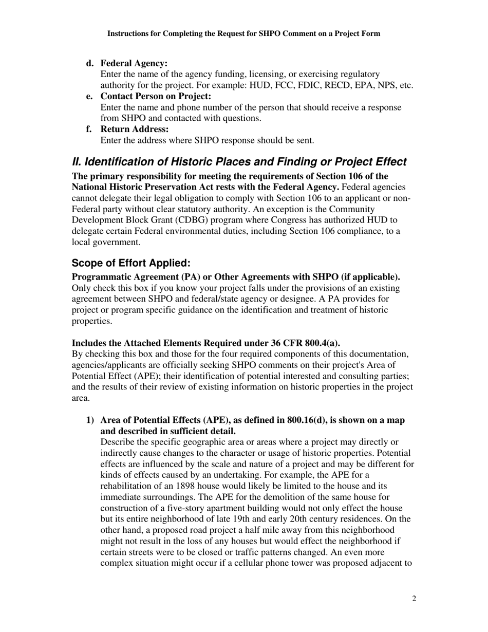 Instructions for Request for Shpo Comment on a Project - Iowa, Page 2