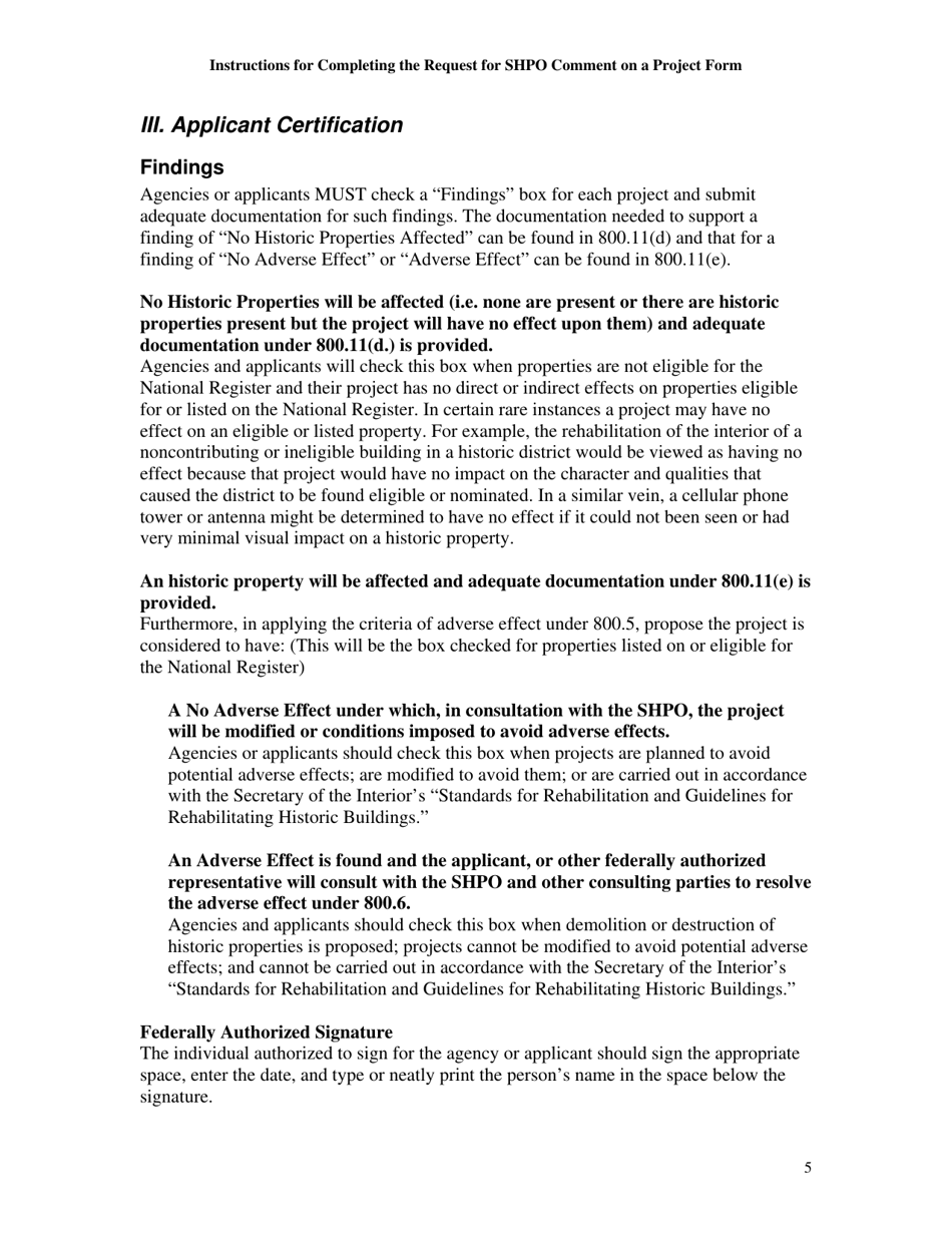 Instructions for Request for Shpo Comment on a Project - Iowa, Page 5