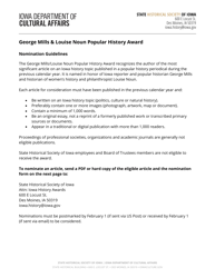 George Mills &amp; Louise Noun Popular History Award Nomination Form - Iowa