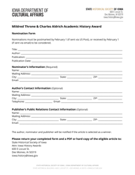 Mildred Throne &amp; Charles Aldrich Academic History Award Nomination Form - Iowa, Page 2
