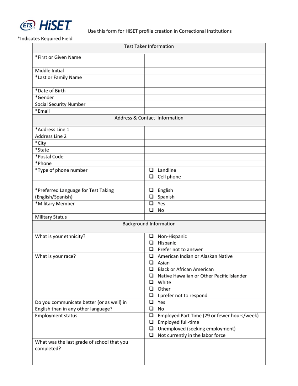 Test Taker Registration Form - Iowa, Page 1