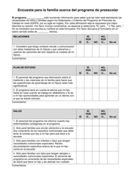Encuesta Para La Familia Acerca Del Programa De Preescolar - Iowa (Spanish)